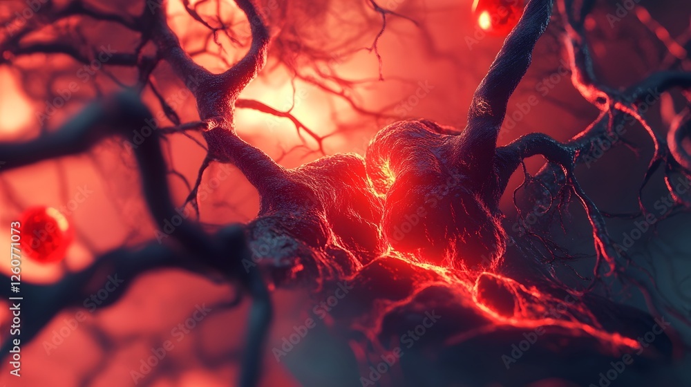 Poster breathtaking view of a spectacular volcanic eruption with fiery lava and scorching molten magma flow