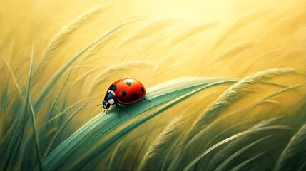 A Ladybug on a Blade of Grass.
