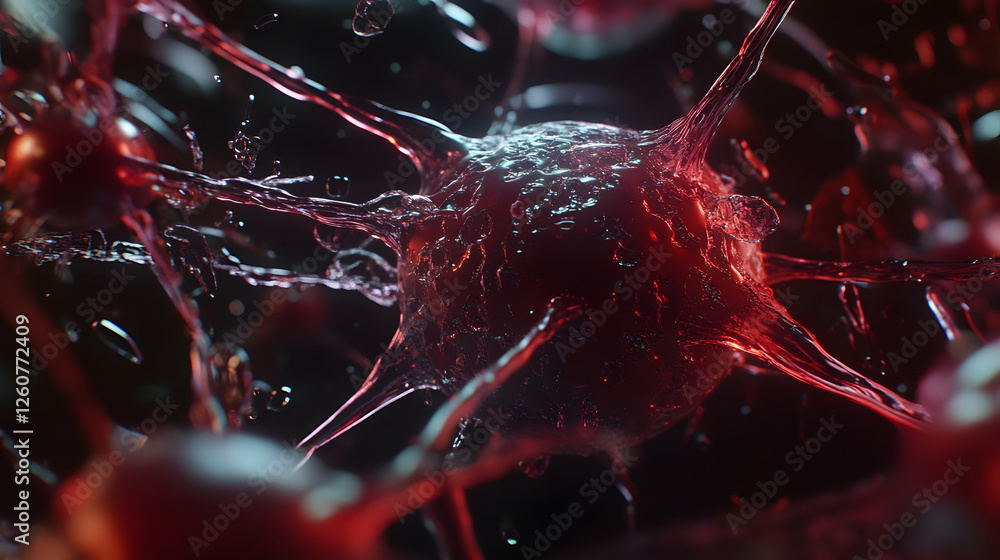 Aufkleber Captivating abstract and surreal showcasing dynamic microscopic cellular structures in vivid kaleidoscopic motion creating a futuristic technological and psychedelic visual experience