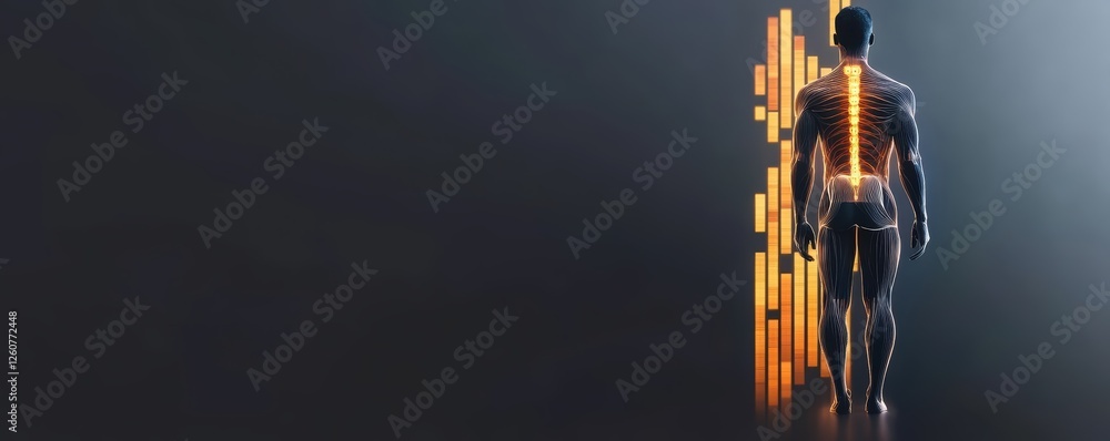 Aufkleber digital visualization of human nervous system with spinal connection