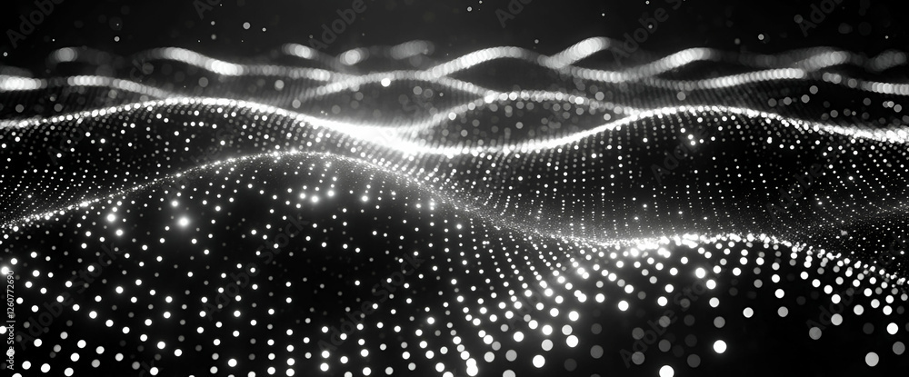 Poster Abstract Wave Pattern With Glowing Dots