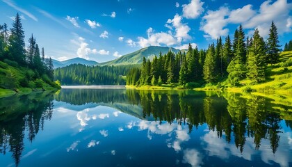 Fototapeta premium Mountain lake in the Carpathian mountains.