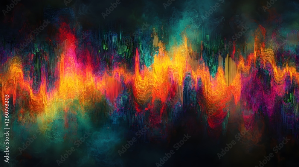 Fototapete Captivating abstract artwork featuring a mesmerizing explosion of vivid swirling colors and dynamic flames in a surreal