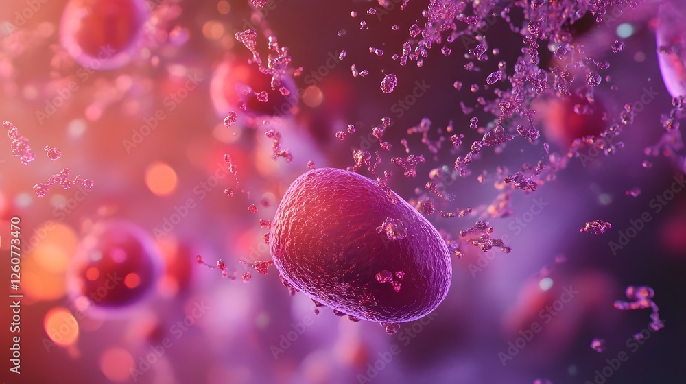 Aufkleber Captivating abstract background featuring dynamic flowing blobs and splashes of vivid purple pink and blue hues  Visually stunning digital art concept with a modern surreal and magical aesthetic