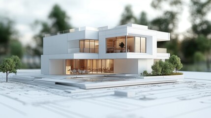 3D renders and plans of an eco friendly modern building