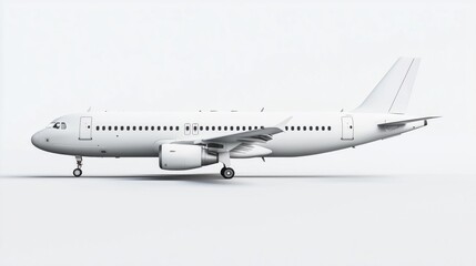 Pixelated White Airplane Side View