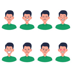 Fototapeta premium Portraits of man. Boy Avatar. Male emotions.