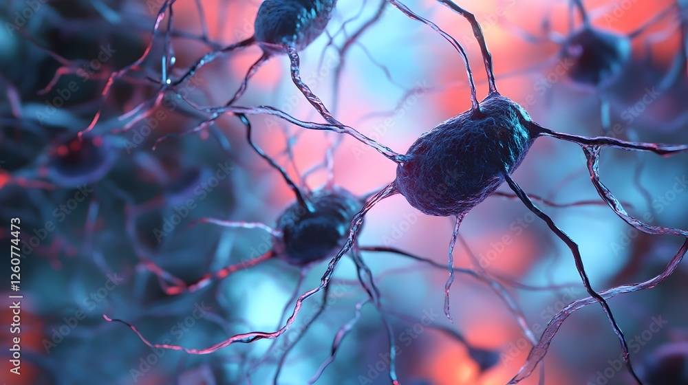 Fototapete captivating abstract background showcasing an intricate neural network of neurons and synapses in vi