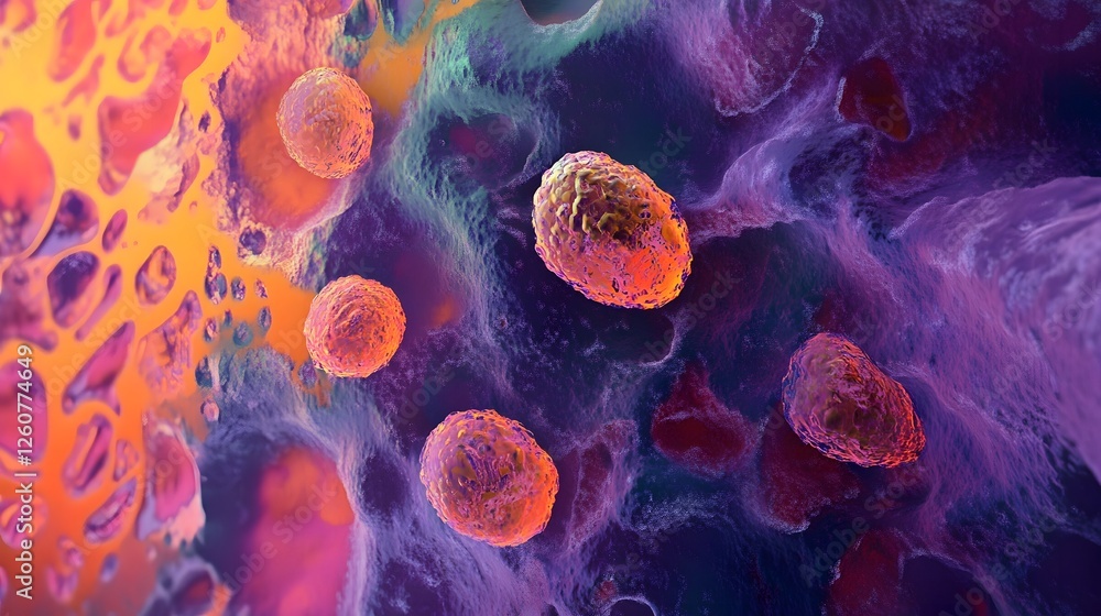 Poster captivating abstract cellular and microscopic imagery showcasing the intricate vibrant and intriguin
