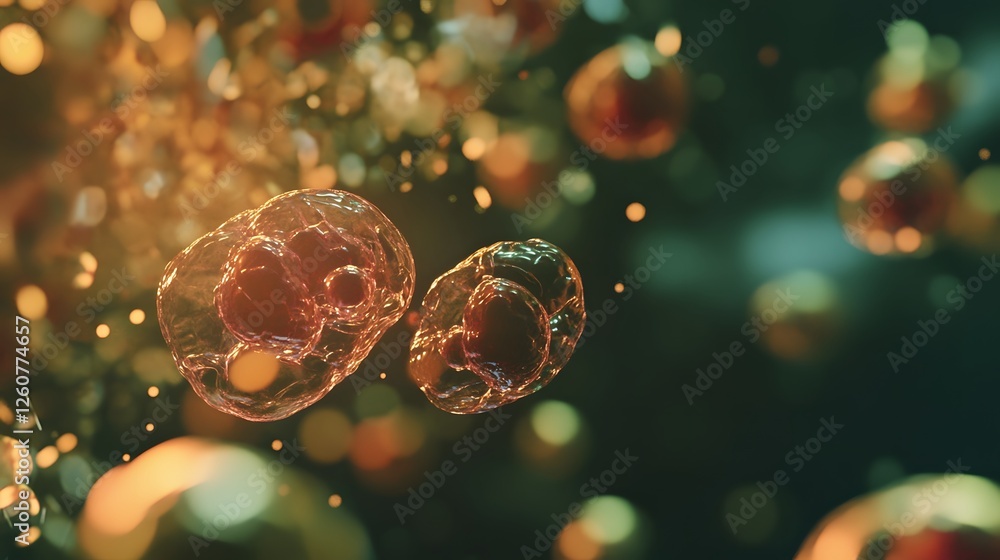 Aufkleber Captivating abstract cellular structures shimmering with mesmerizing fractal patterns