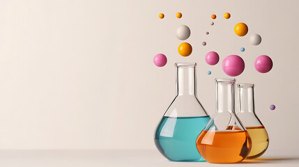 Colored Liquids in Erlenmeyer Flasks with Suspended Spheres