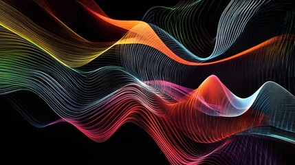 Captivating abstract digital art featuring a mesmerizing display of fluid dynamic lines and curves in a vivid spectrum of vibrant colors and smooth gradients  The image creates a captivating