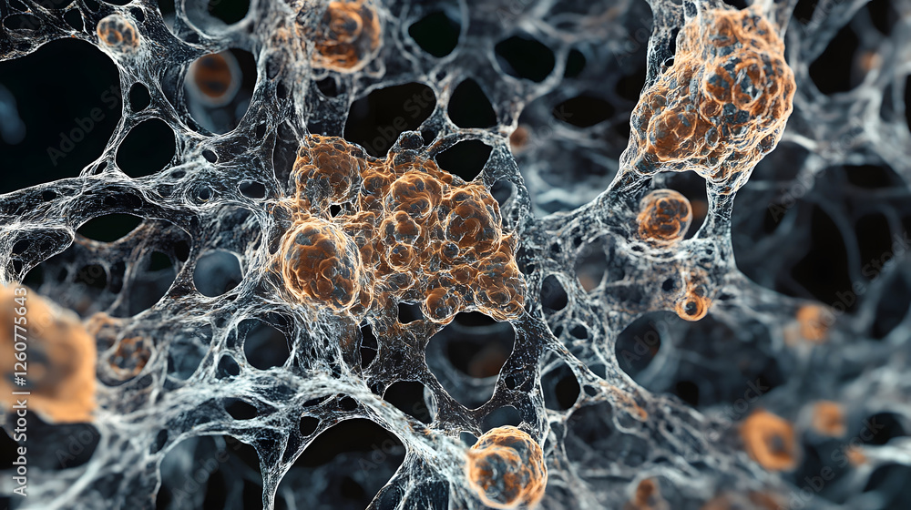 Poster Captivating abstract digital art piece showcasing mesmerizing fractal patterns and organic microscopic structures  This visually striking and futuristic design evokes a sense of complexity technology