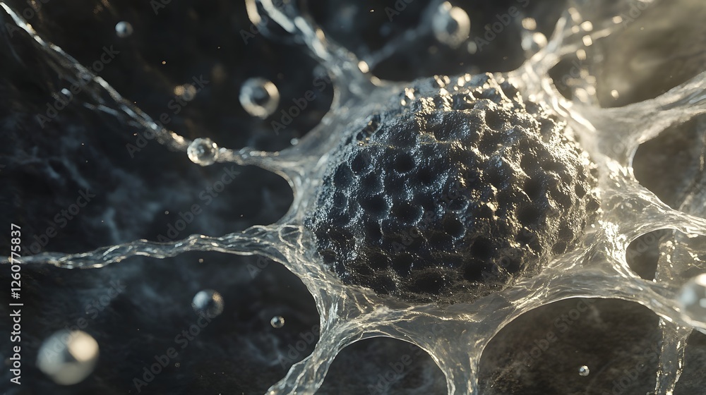 Aufkleber captivating abstract digital art showcasing microscopic molecular structures and fluid dynamics in a