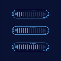 Blue loading bar on dark background. Doodle progress element. Hand drawn sketch.
