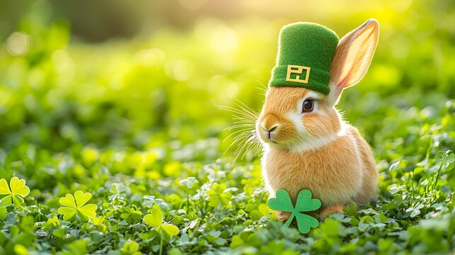 Surreal Photograph of Lucky Rabbit's Foot in Lush Green St. Patrick's Day Scenery
