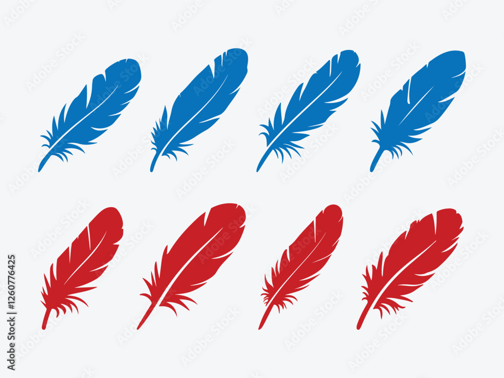 Poster feather icon set. feather icon collection. feather symbol vector pack. soft feather icon set. elegan