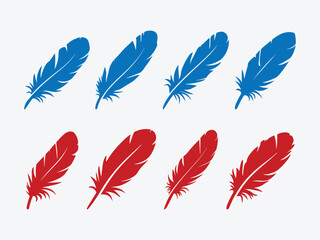 Feather Icon Set. Feather Icon Collection. Feather Symbol Vector Pack. Soft Feather Icon Set. Elegant Feather Icons Set.