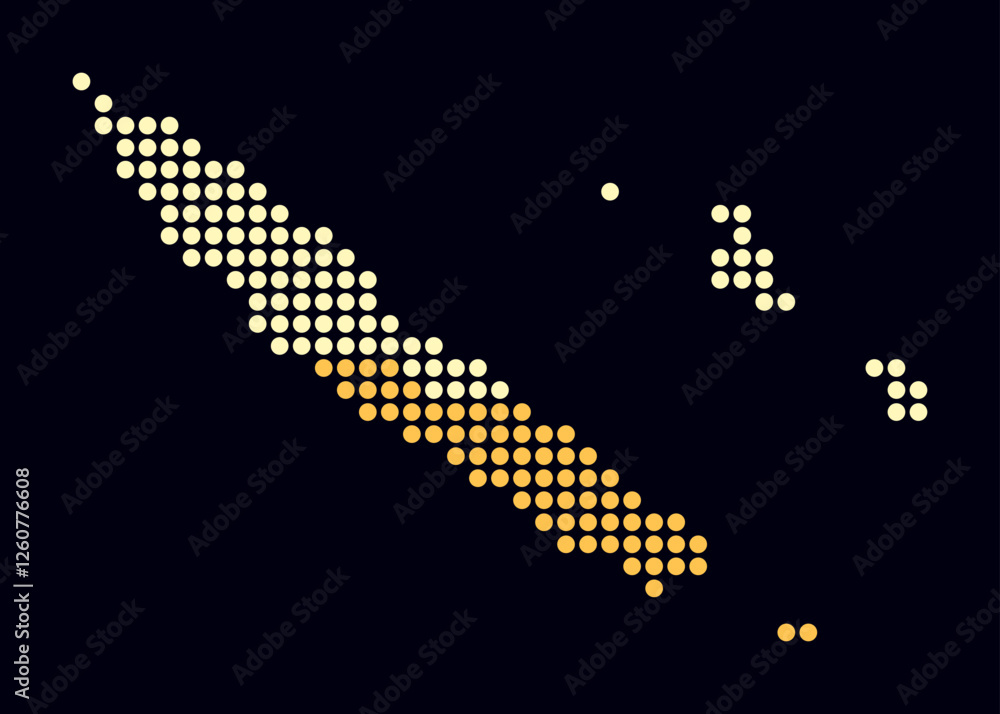 Poster new caledonia dotted map. digital style map of the country on dark background. new caledonia shape w