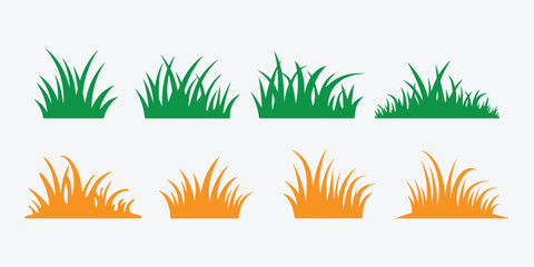 Grass Vector Icon Collection. Grass Silhouette Icons Set. Colorful Grass Vector Pack. Nature Grass Icon Set.
