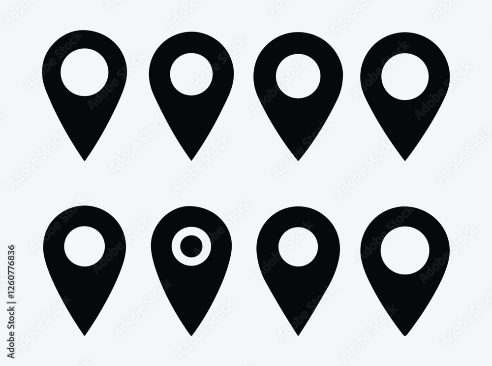 Poster location pin icon set. map marker icon collection. gps location pin icons. navigation marker icon se
