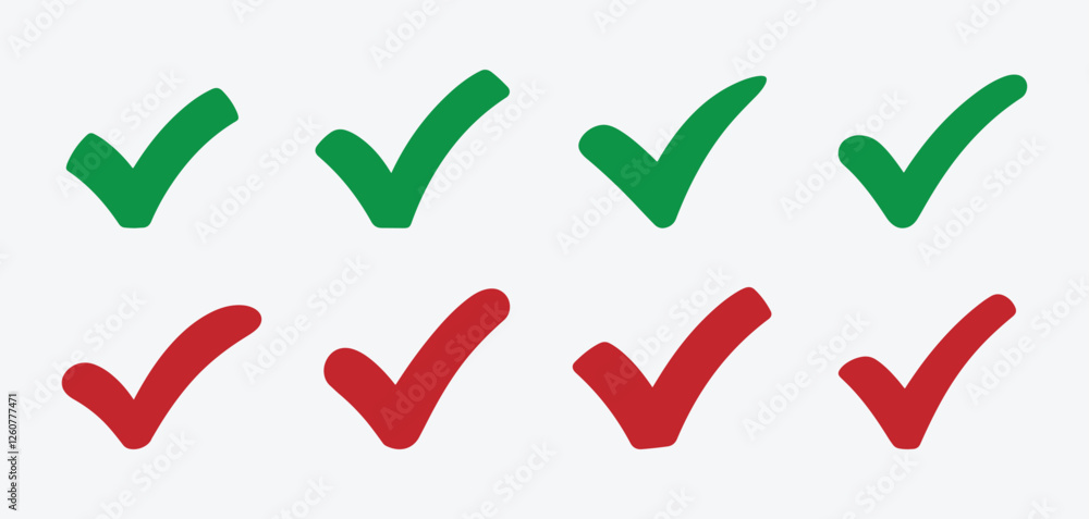 Poster checkmark icon set. simple checkmark silhouettes. modern tick mark icons. minimal checkmark icon set