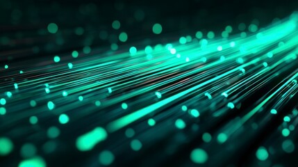 Glowing Green Data Flow Representing Speed and Internet Connectivity