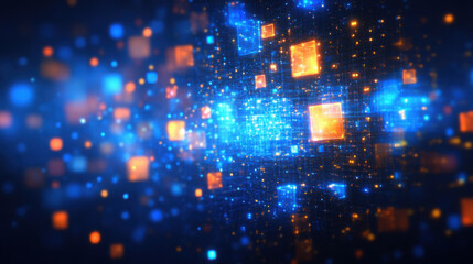 Obraz premium Floating blocks of light represent the dynamic nature of cryptocurrency technology and its potential impact on the digital finance landscape