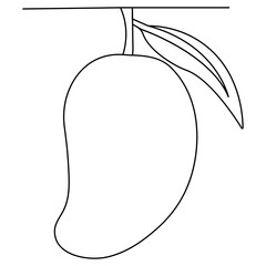 Mango fruit single line art, continuous one line drawing of  Isolated outline vector icon 