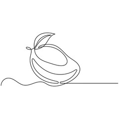 Mango fruit single line art, continuous one line drawing of  Isolated outline vector icon 