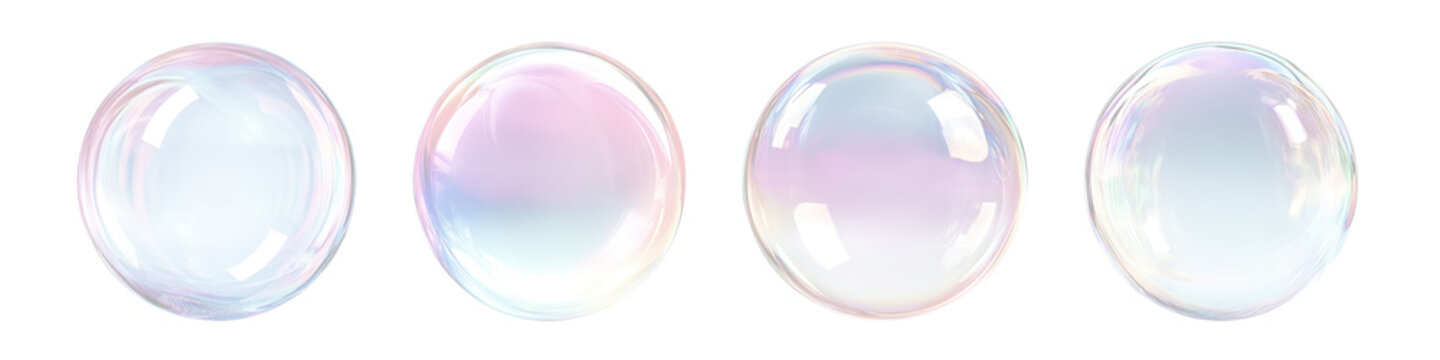 Set of soap bubbles isolated on white
