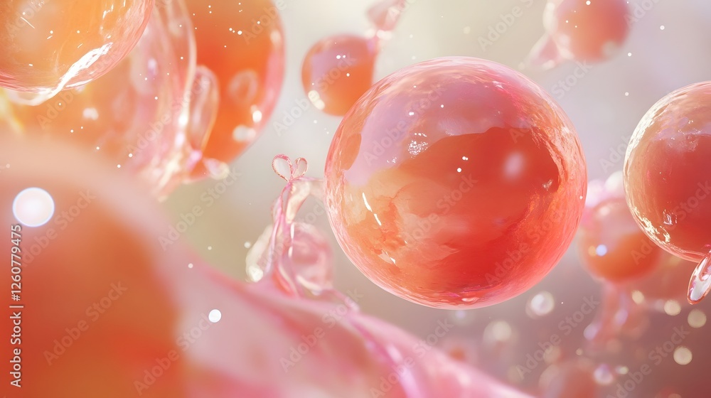 Fototapete captivating abstract image of iridescent shimmering bubbles swirling and flowing through a vibrant c