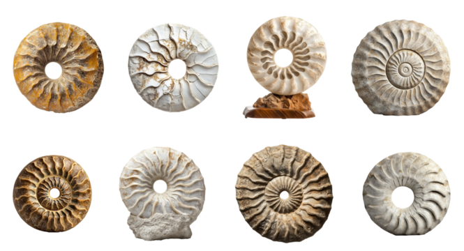 Ancient Ammonite Fossil with Natural Spiral set 