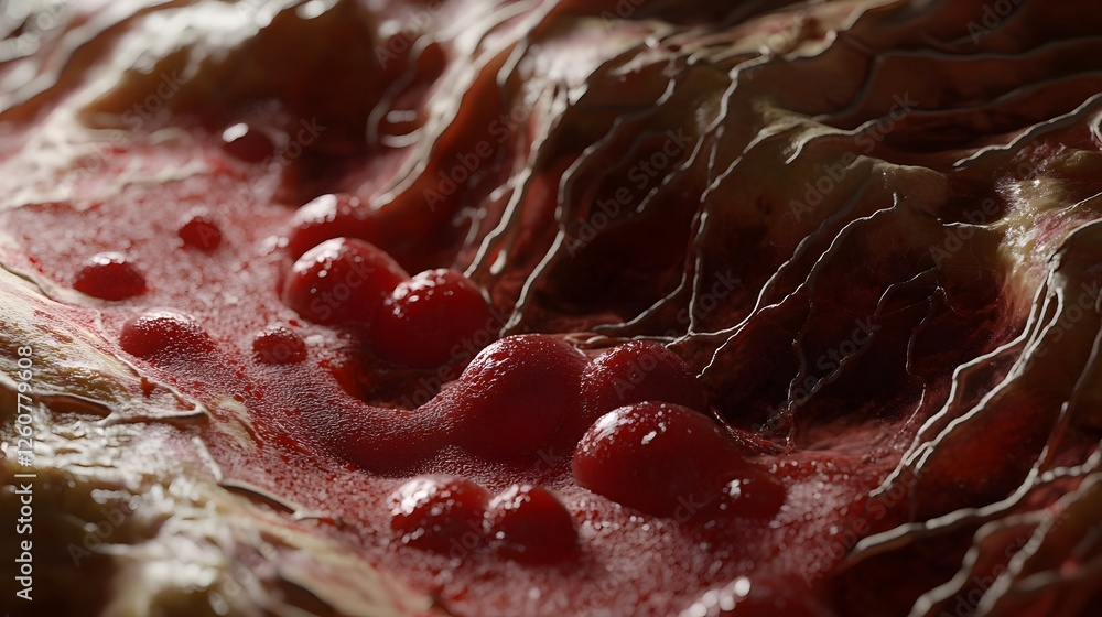 Fototapete Captivating abstract image showcasing a dynamic textured liquid splash in rich dark maroon and brown tones  The organic chaotic pattern creates a visually striking emotive and visceral impression