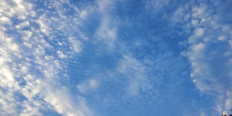 view of the bright upper sky in the front yard of the house