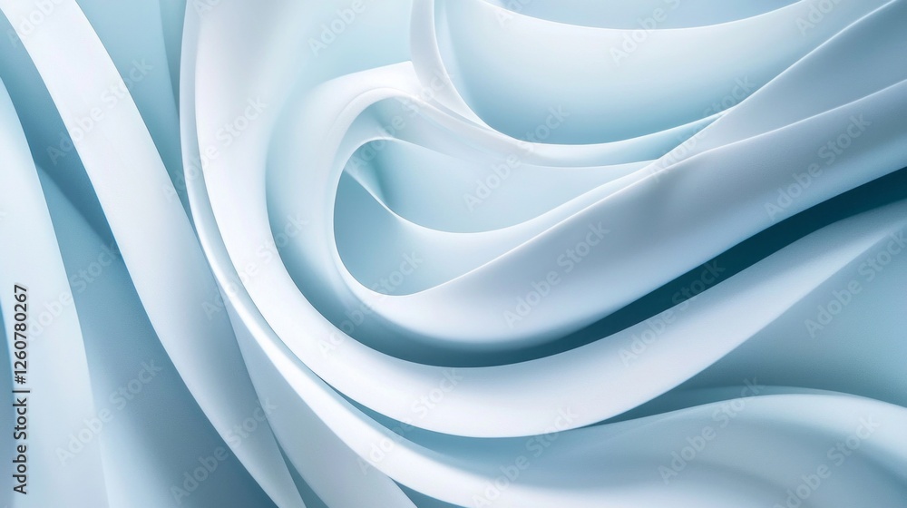 Poster Soft waves of light blue and white intertwine, forming a serene gradient that evokes tranquility and calmness. The gentle curves invite the viewer to explore their depth and elegance