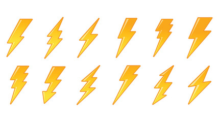 Lightning bolt elements, flash, vector set