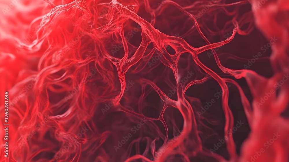 Poster Captivating abstract liquid texture with vibrant red tones showcasing dynamic evolving patterns and intricate digital artwork that is both visually striking and mesmerizing