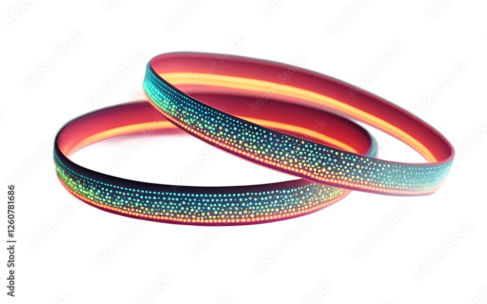 Poster a set of glow-in-the-dark wristbands, isolated on a empty plain background