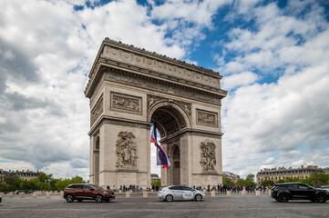 Paris Arc de Triomphe (Triumphal Arch) in Paris in a summer day
