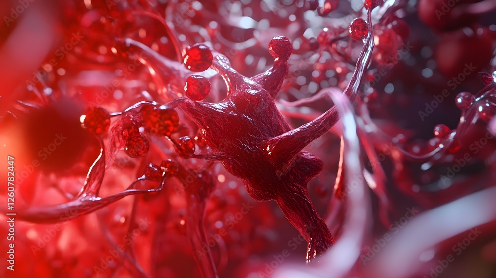 Aufkleber Captivating and dynamic splash of vibrant red water in motion creating a mesmerizing and energetic visual effect with shimmering droplets and fluid transparency