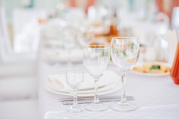 Elegant Table Setting with Glassware and Details in a Bright Ambiance..