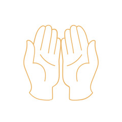 Ramadan illustration with open praying hands. svg icon