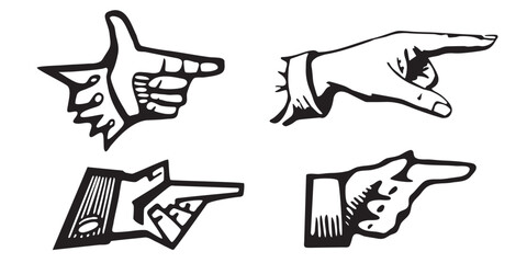 Pointing hands vector set. Pointing symbols.