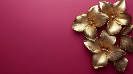 Gold Flowers on a Maroon Background