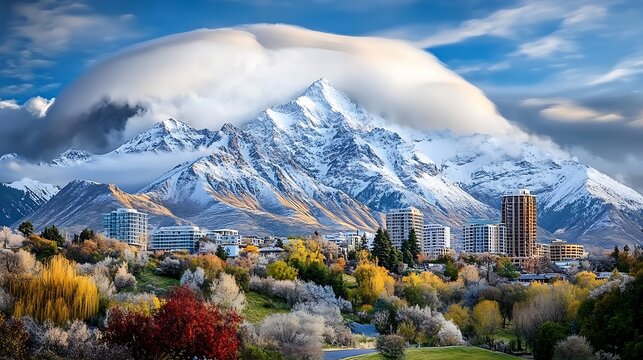 Majestic mountain peaks overlooking a vibrant cityscape timaru nature photography scenic view