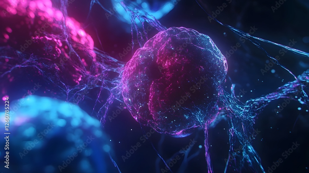 Fototapete Captivating Cellular Structure A Futuristic Microscopic of the Neural Network  Abstract and visually striking image showcasing the intricate