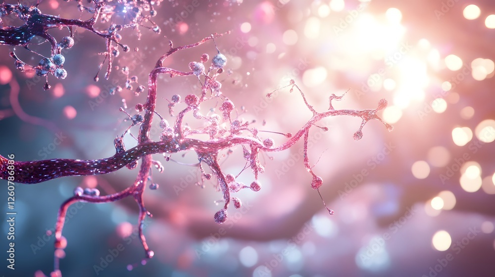 Poster captivating close up of an icy twig with delicate sparkling crystalline droplets adorning its branch