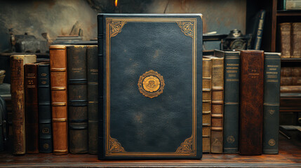 Executive portfolio featuring a gold-embossed logo on a dark textured surface with a polished finish showcasing elegance and professionalism