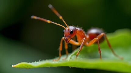 Fototapeta premium Macro of Ant on Leaf.